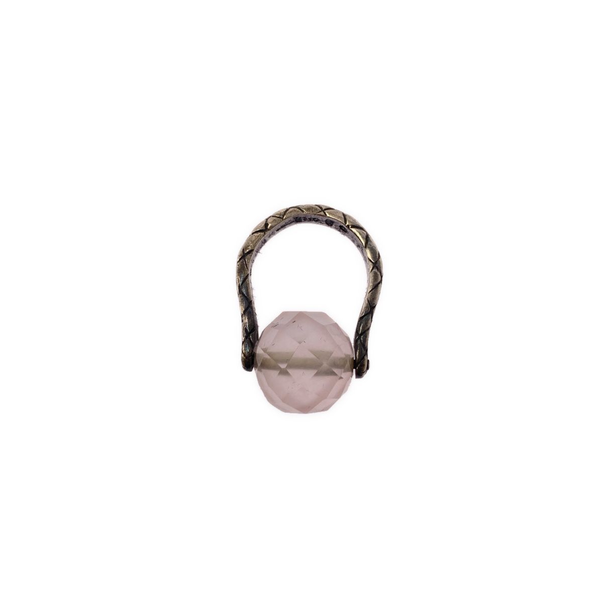 Bottega Veneta Intrecciato Ball Ring Silver Light Pink — view 4