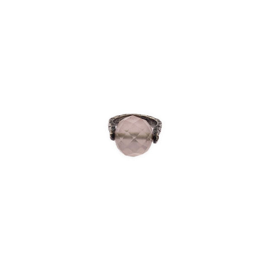 Bottega Veneta Intrecciato Ball Ring Silver Light Pink