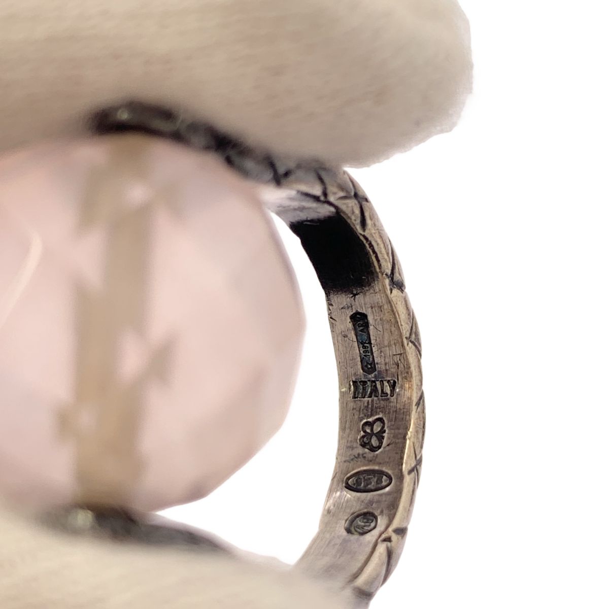 Bottega Veneta Intrecciato Ball Ring Silver Light Pink — view 5