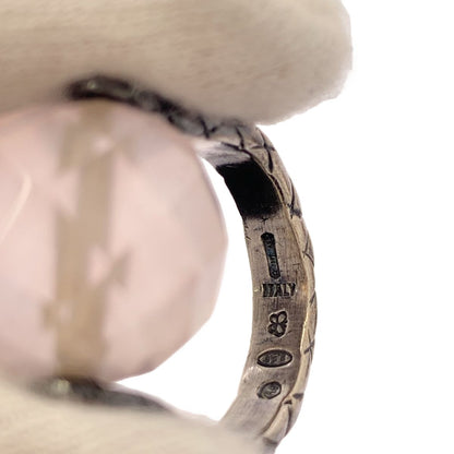 Bottega Veneta Intrecciato Ball Ring Silver Light Pink