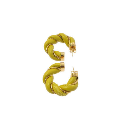 Bottega Veneta Twisted Hoop Earrings Yellow — view 3