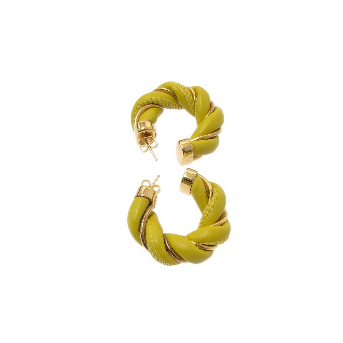 Bottega Veneta Twisted Hoop Earrings Yellow — view 2