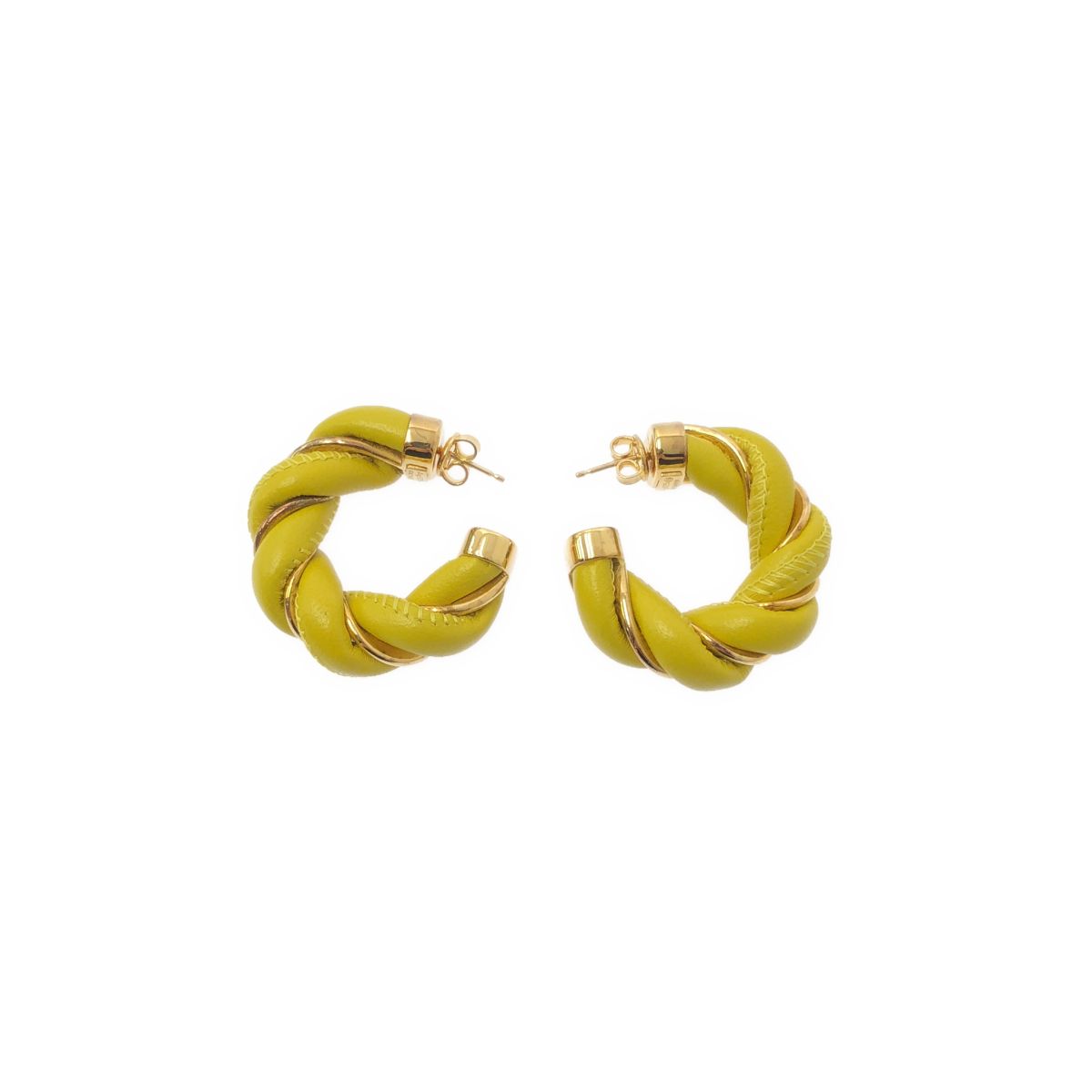 Bottega Veneta Twisted Hoop Earrings Yellow