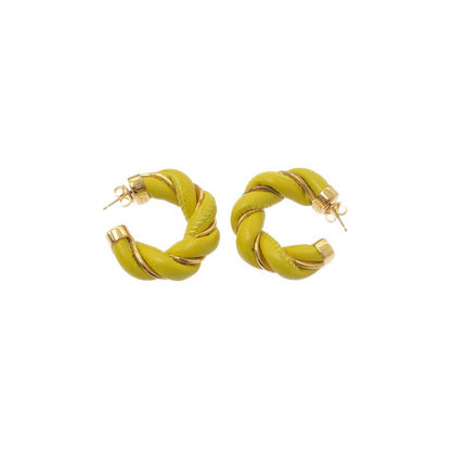 Bottega Veneta Twisted Hoop Earrings Yellow — view 4