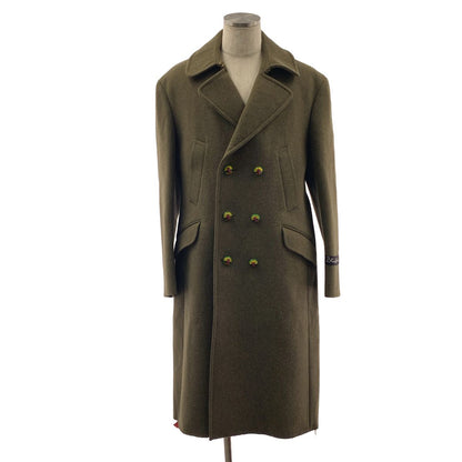 Gucci Wool Embroidery Bee Button Double Che Star Coat 52 Khaki