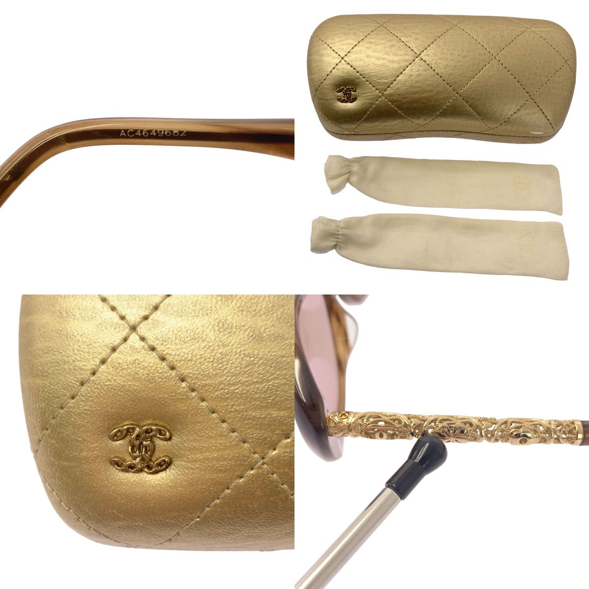 Chanel CC Logo Sunglasses Eyewear 58 15 Brown Gold — view 8
