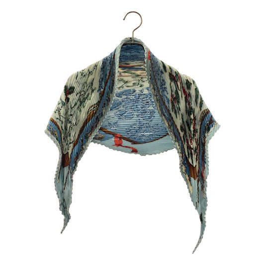Hermes Neige D'antan Last Year's Snow Pleated Silk All Over Pattern Scarf Blue