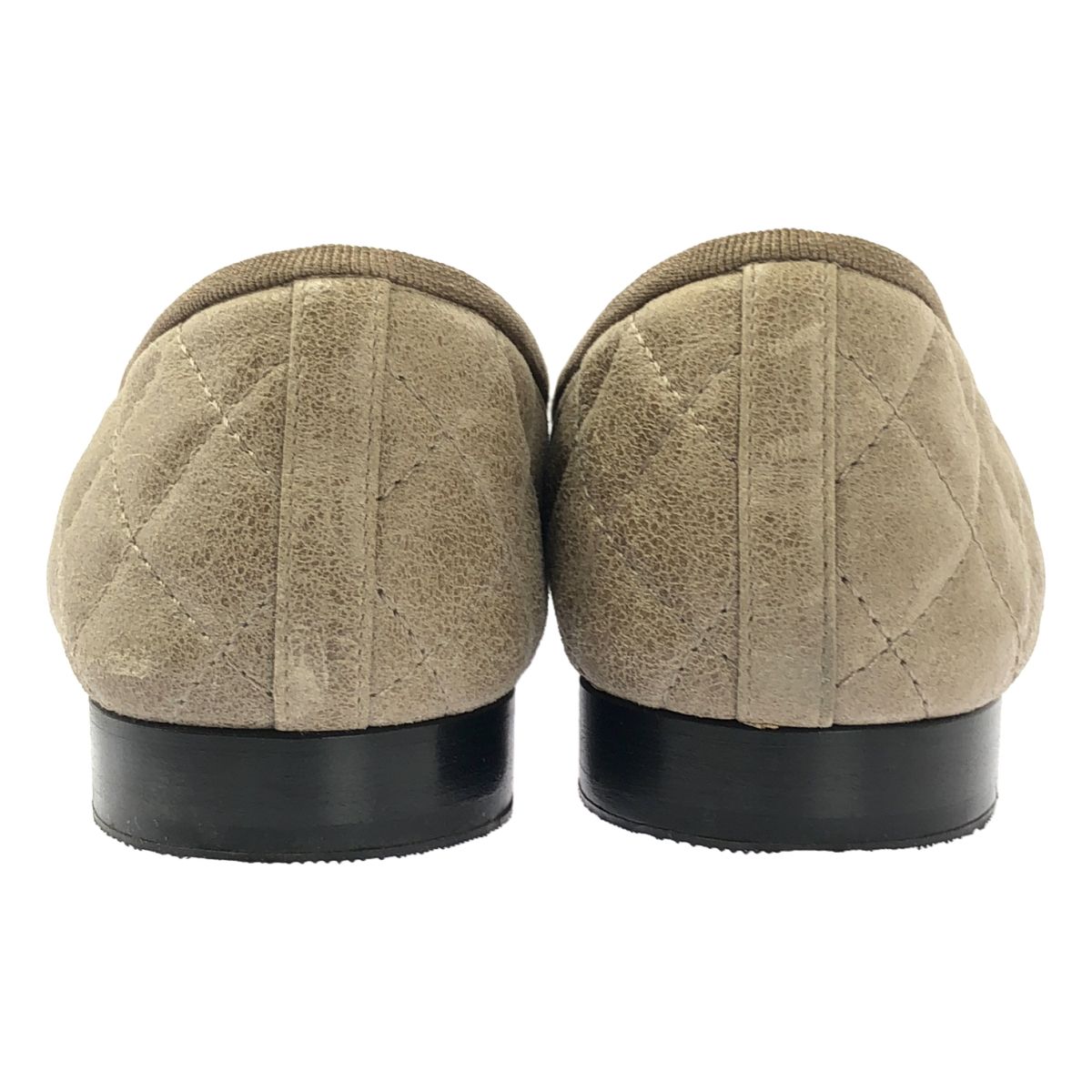 Chanel Leather CC Logo Quilted Flat Shoes 36c Gray Jew — view 3