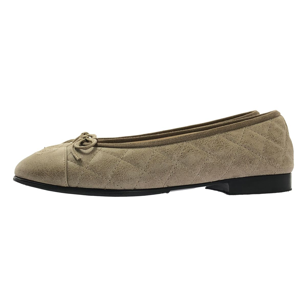 Chanel Leather CC Logo Quilted Flat Shoes 36c Gray Jew — view 2
