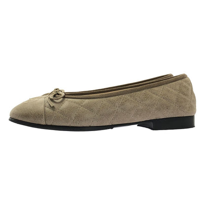 Chanel Leather CC Logo Quilted Flat Shoes 36c Gray Jew — view 2