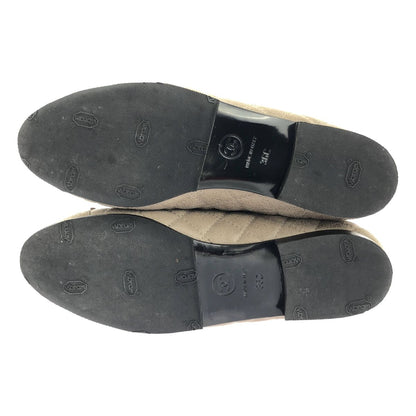 Chanel Leather CC Logo Quilted Flat Shoes 36c Gray Jew — view 5