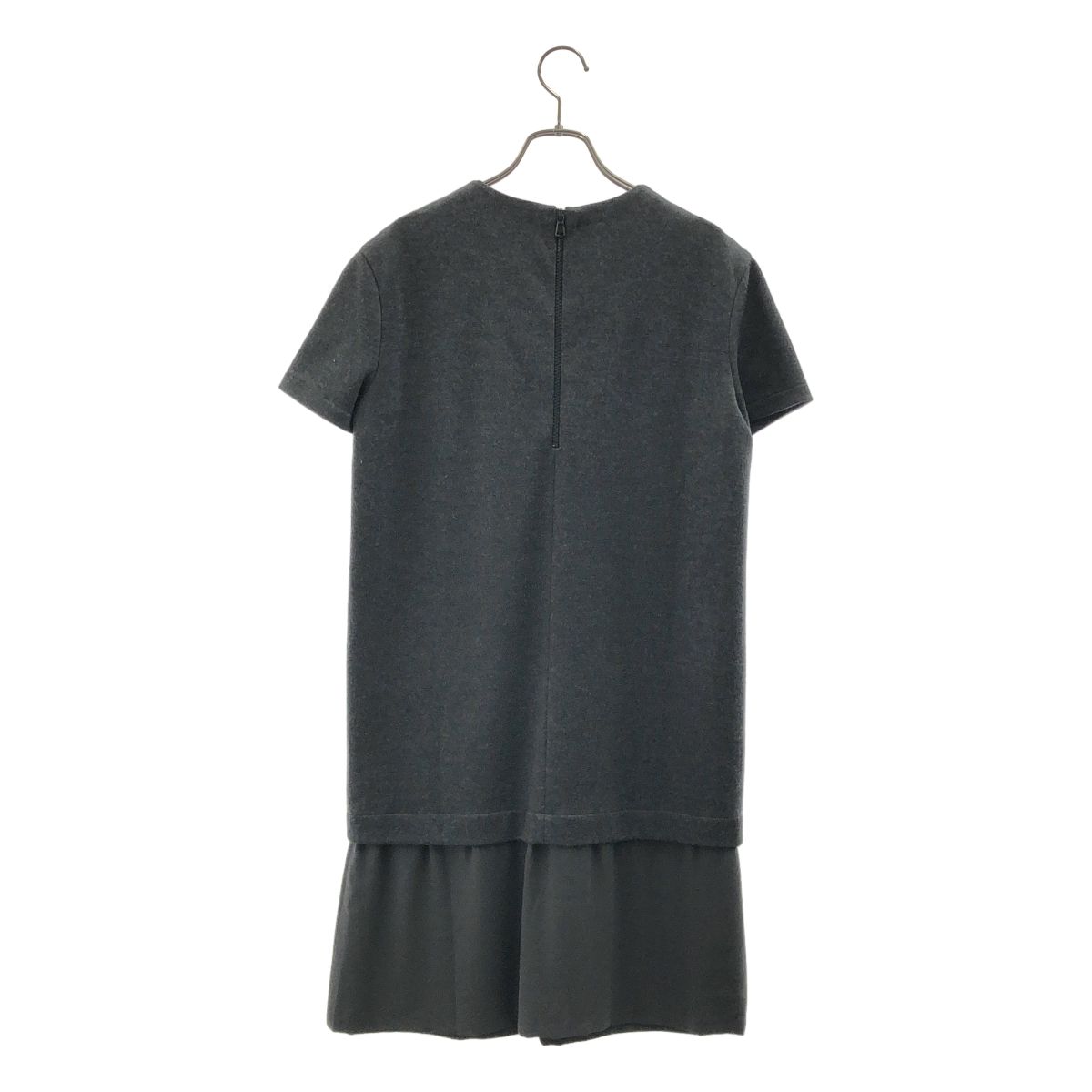 Brunello Cucinelli Wool Silk Contrast Back Zip Dress L Gray — view 4