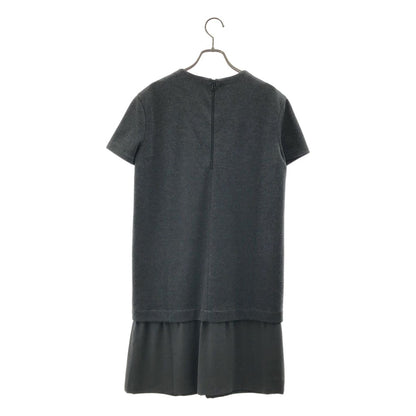 Brunello Cucinelli Wool Silk Contrast Back Zip Dress L Gray — view 4