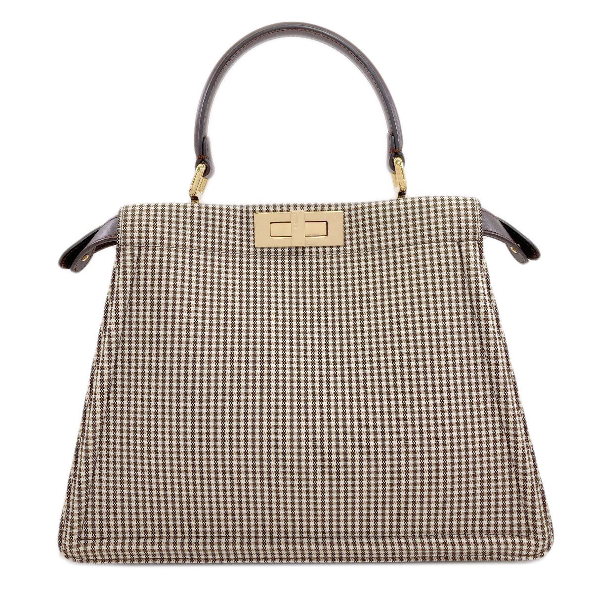 Fendi Peekaboo Icy Plaid Pattern 2-Way Handbag Canvas — view 2