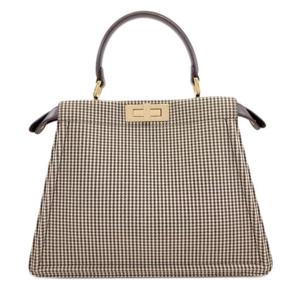 Fendi Peekaboo Icy Plaid Pattern 2-Way Handbag Canvas — view 2