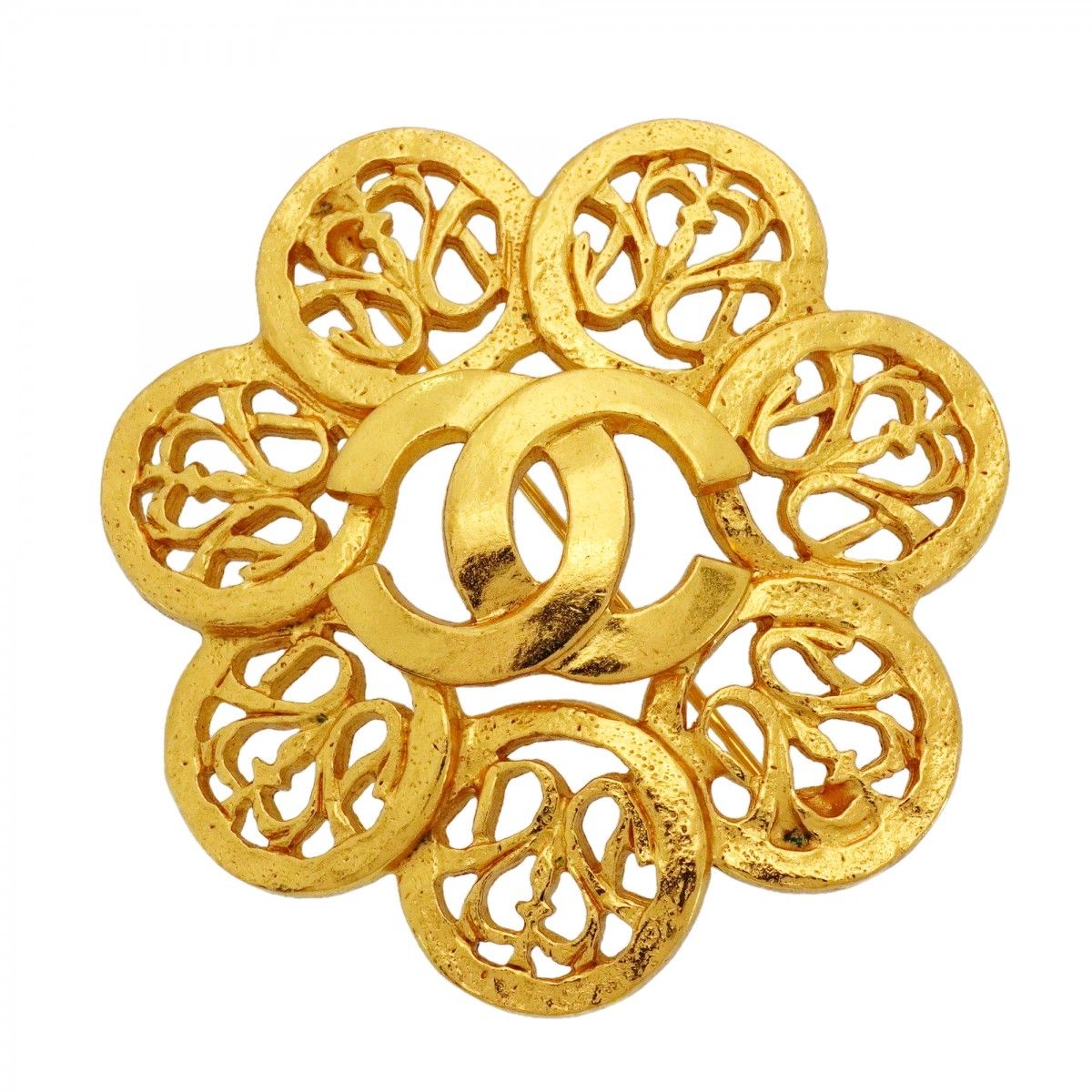 Chanel Brooch Vintage CC Logo Gold Plated