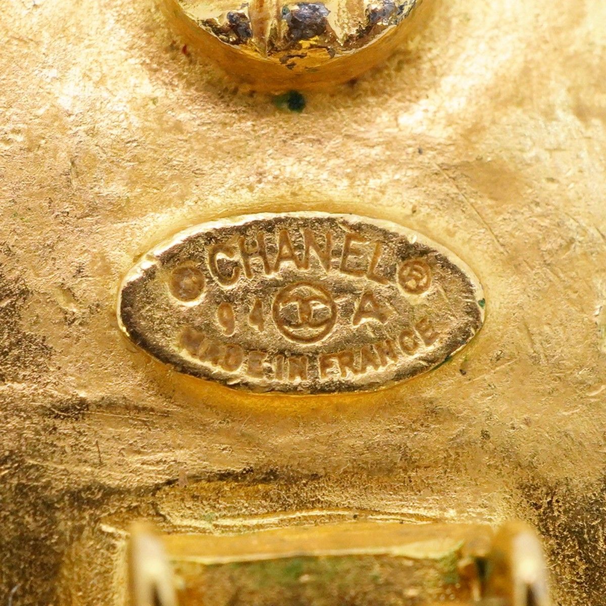 Chanel Earrings Vintage CC Logo Triple Coco Gold Plated Faux Pearl — view 4