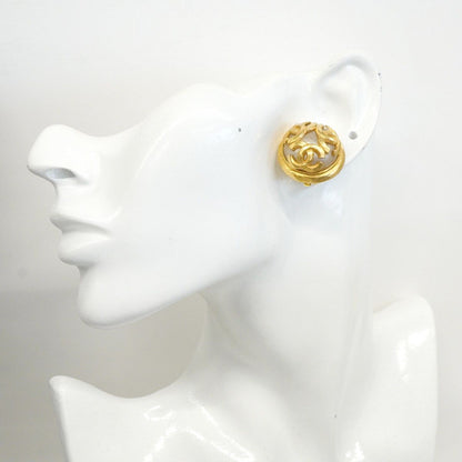 Chanel Earrings Vintage CC Logo Triple Coco Gold Plated Faux Pearl — view 5