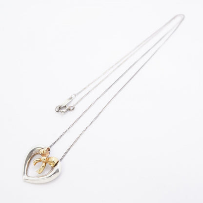 Tiffany & Co Necklace Heart Ribbon 18k Yellow Gold 925 Sterling Silver — view 3