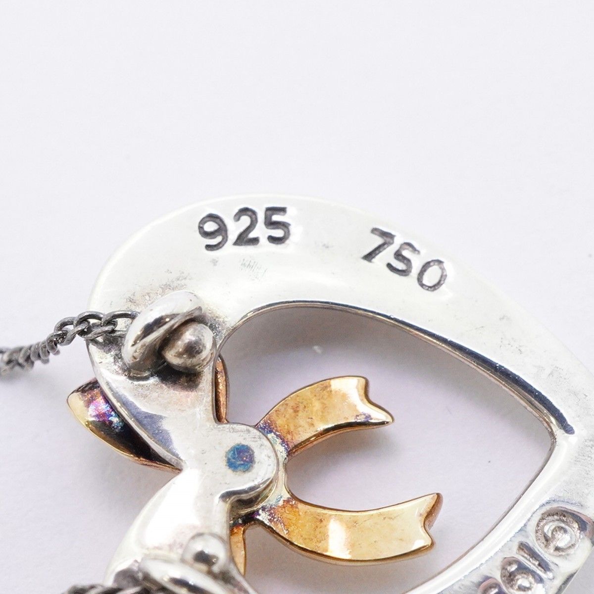 Tiffany & Co Necklace Heart Ribbon 18k Yellow Gold 925 Sterling Silver — view 7