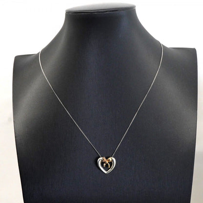 Tiffany & Co Necklace Heart Ribbon 18k Yellow Gold 925 Sterling Silver — view 8