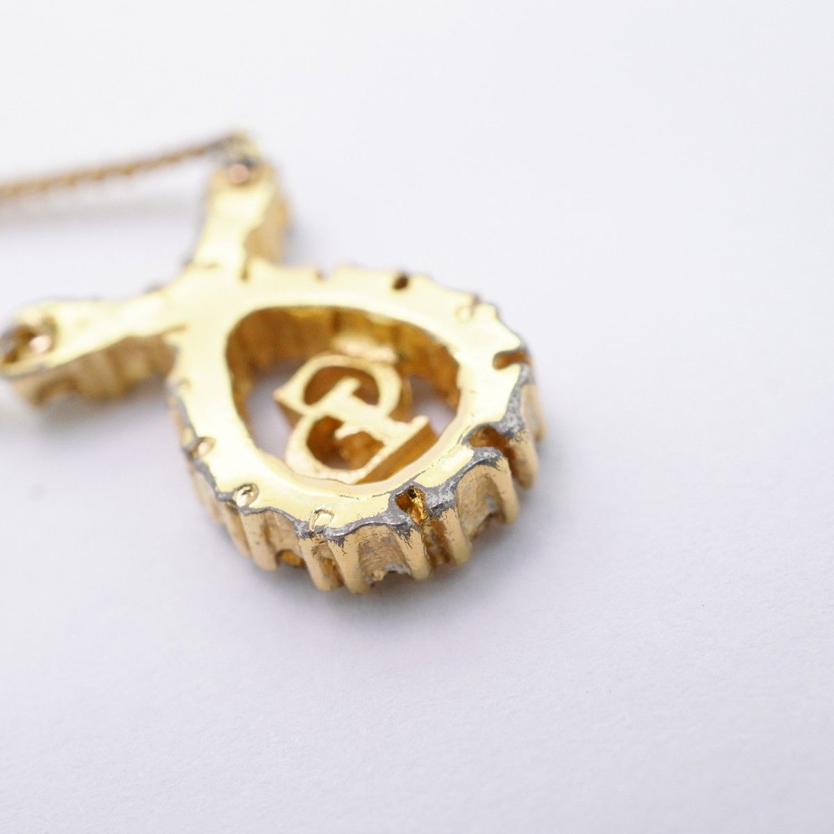 Dior Necklace CD Logo Gold Plated Line Stone — view 8