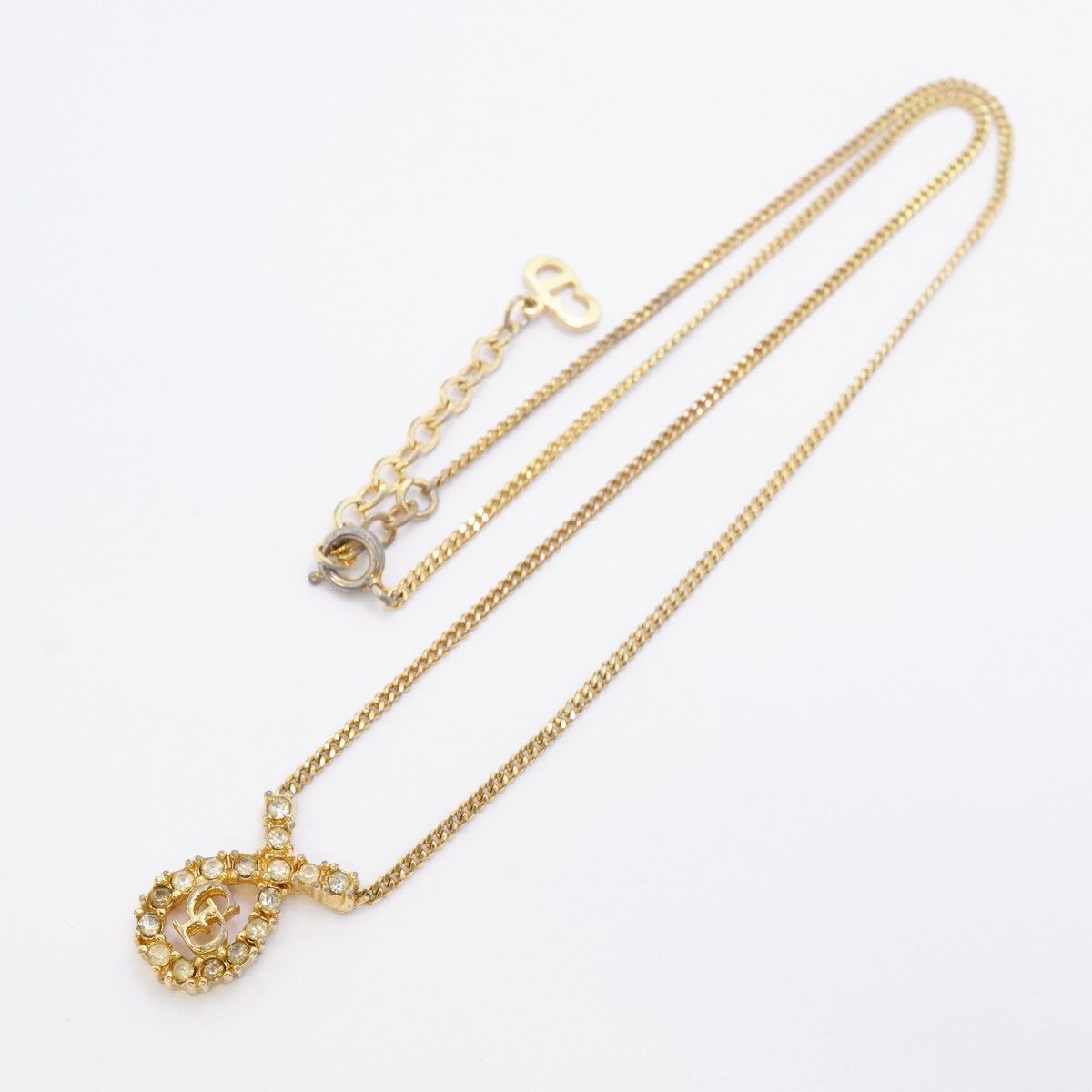 Dior Necklace CD Logo Gold Plated Line Stone — view 3