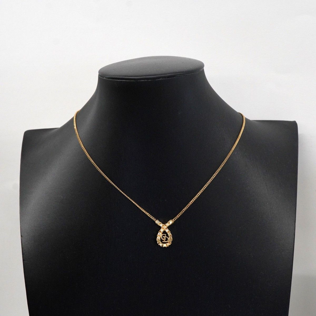 Dior Necklace CD Logo Gold Plated Line Stone — view 6