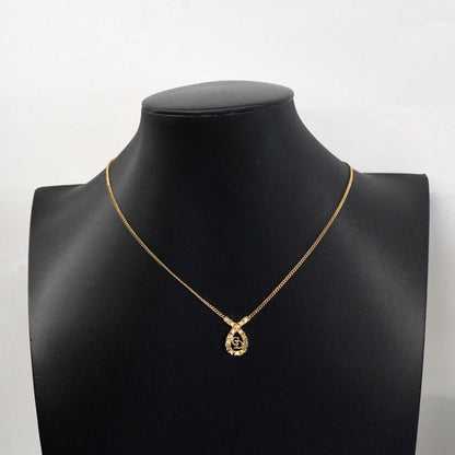 Dior Necklace CD Logo Gold Plated Line Stone — view 6