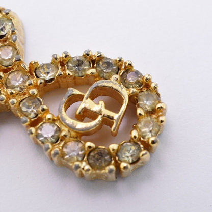Dior Necklace CD Logo Gold Plated Line Stone — view 7