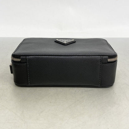 Prada Handbag Saffiano Leather Black Silver 2-Way Bag — view 3