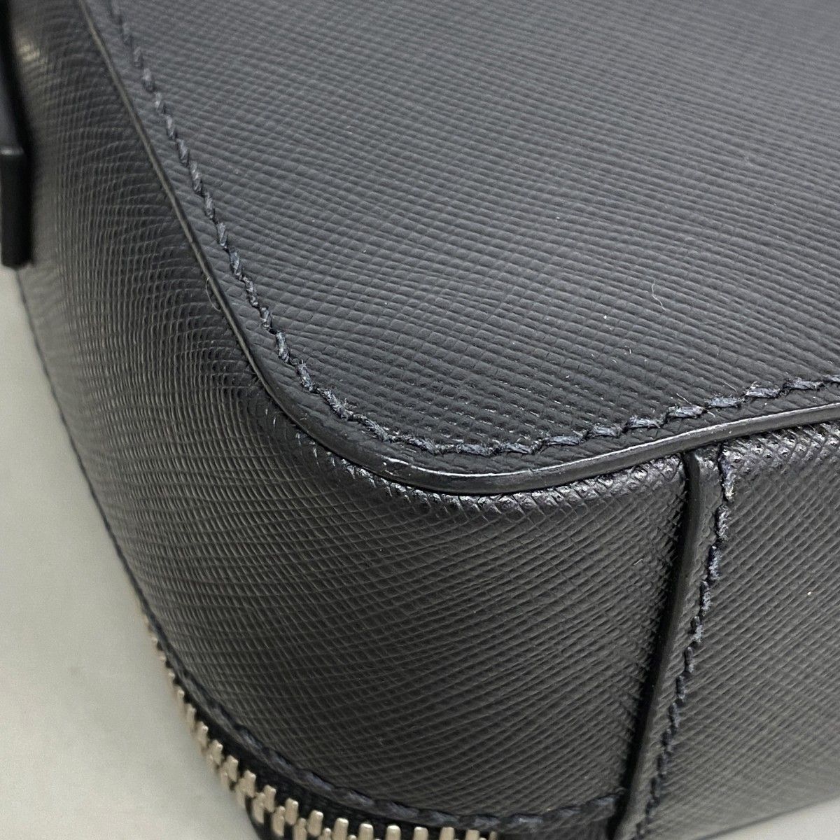 Prada Handbag Saffiano Leather Black Silver 2-Way Bag — view 6