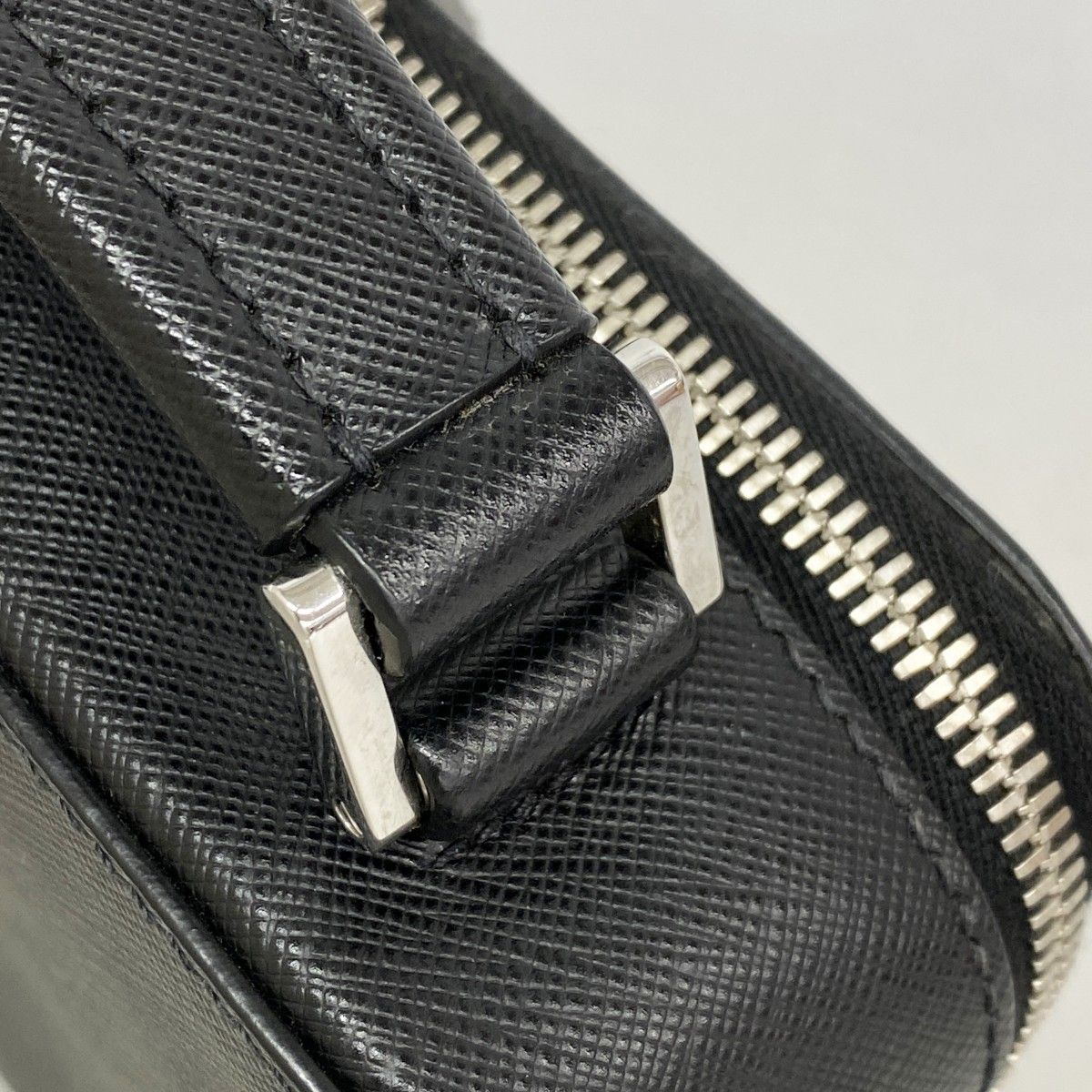 Prada Handbag Saffiano Leather Black Silver 2-Way Bag — view 7