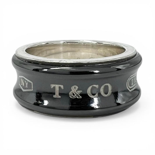 Tiffany & Co 925 Titanium Narrow Ring Black Silver