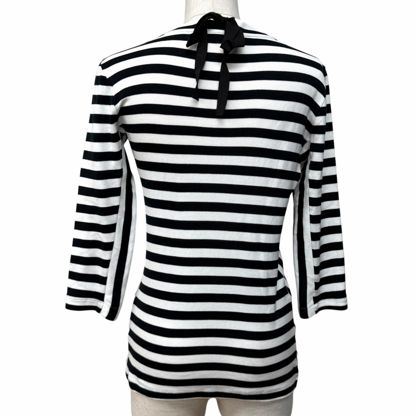 Louis Vuitton Cotton 100% Border Chain Decor Crew Neck 3/4 Sleeve Top White — view 3