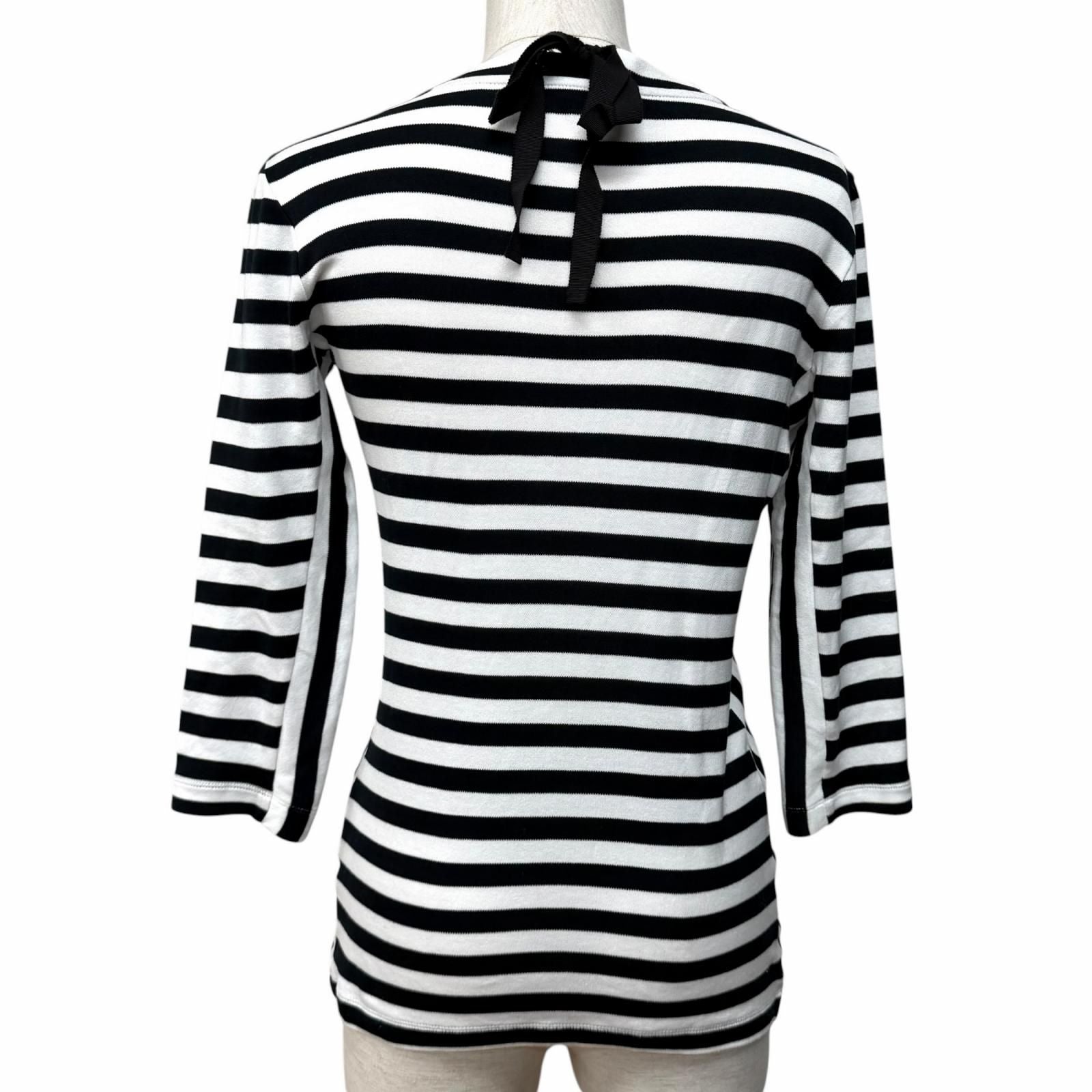 Louis Vuitton Cotton 100% Border Chain Decor Crew Neck 3/4 Sleeve Top White — view 3
