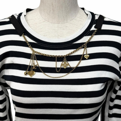 Louis Vuitton Cotton 100% Border Chain Decor Crew Neck 3/4 Sleeve Top White — view 4