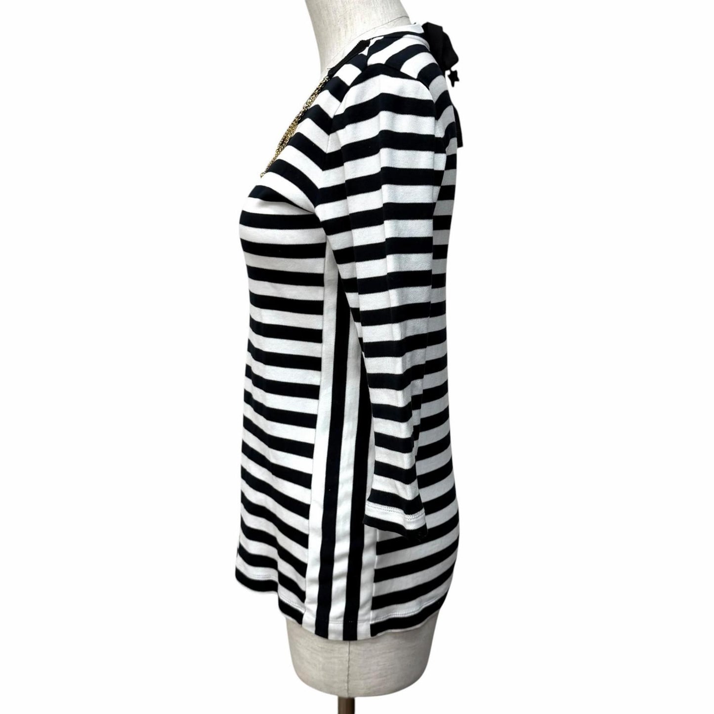 Louis Vuitton Cotton 100% Border Chain Decor Crew Neck 3/4 Sleeve Top White — view 2