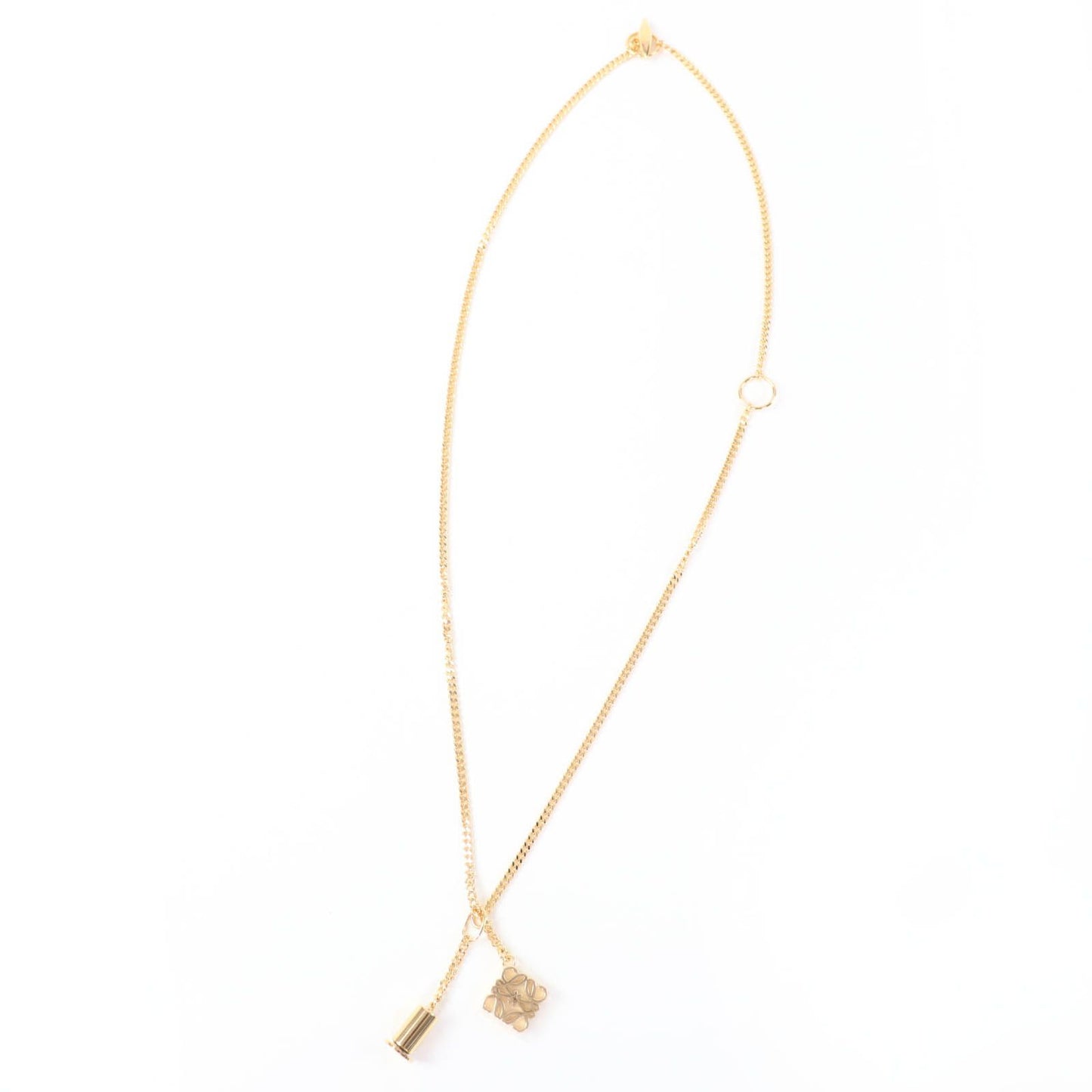 Loewe Anagram Cube Chain Necklace Pendant Gold — view 3