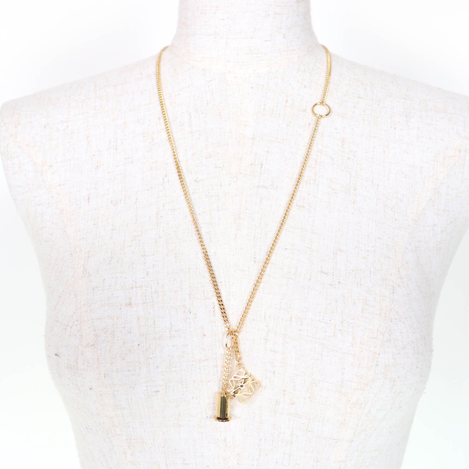 Loewe Anagram Cube Chain Necklace Pendant Gold — view 4