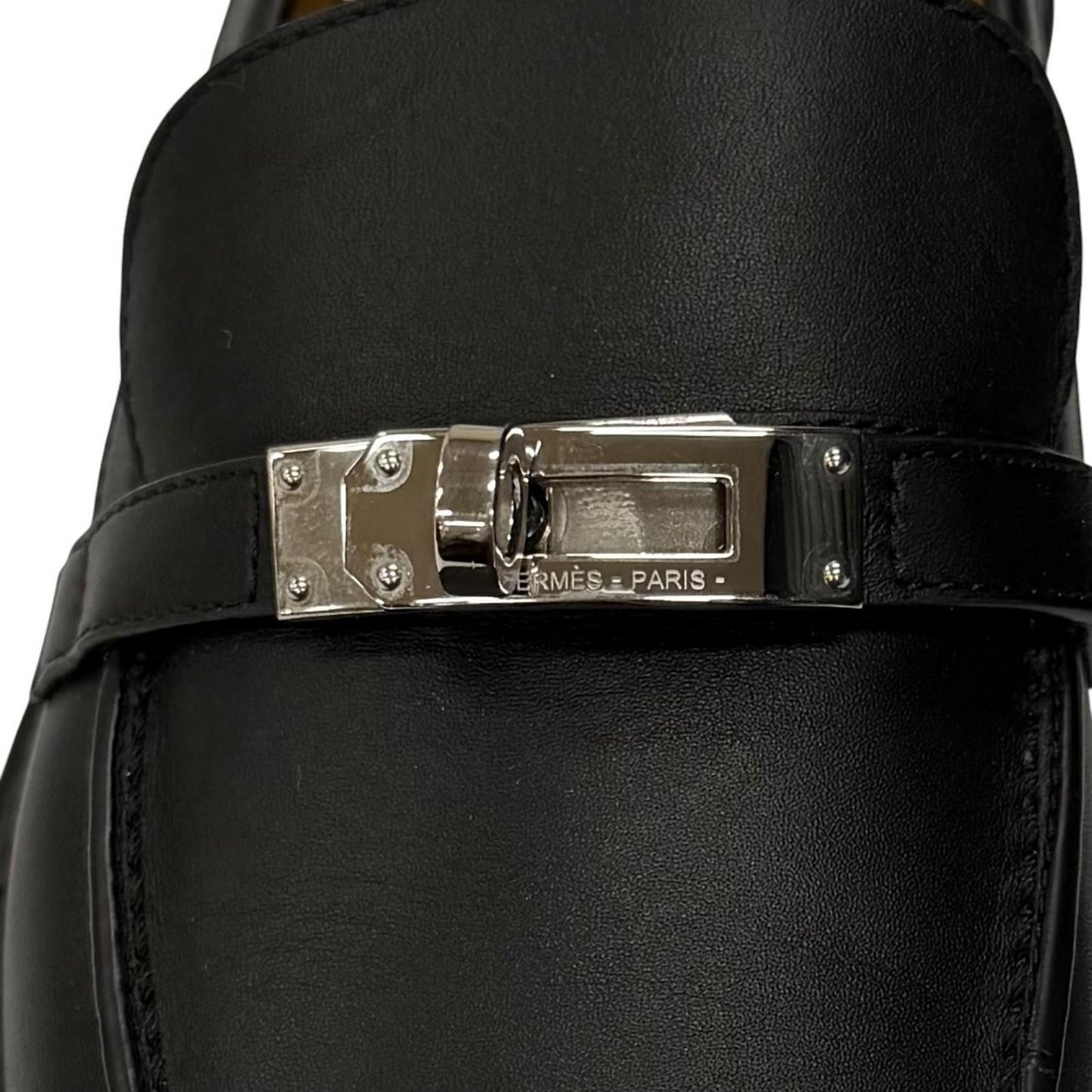 Hermes Moccasins Icon Silver Kelly Leather Loafers Black — view 8