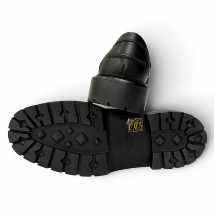 Hermes Moccasins Icon Silver Kelly Leather Loafers Black — view 6