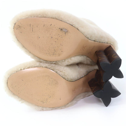 Louis Vuitton LV Bob Line Leather Heels Monogram Boots Short Beige — view 6
