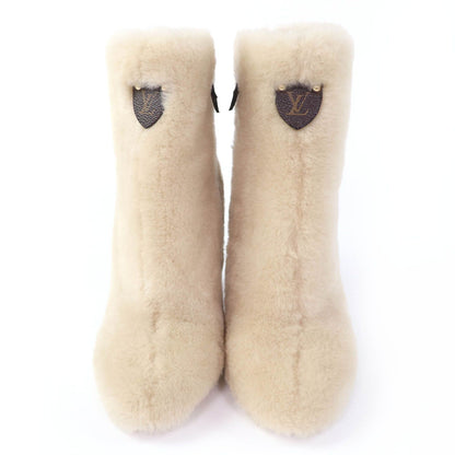 Louis Vuitton LV Bob Line Leather Heels Monogram Boots Short Beige — view 3