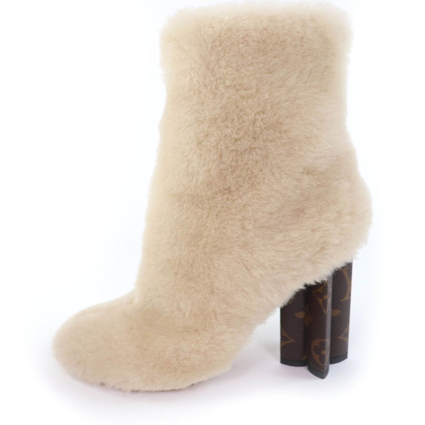 Louis Vuitton LV Bob Line Leather Heels Monogram Boots Short Beige — view 4