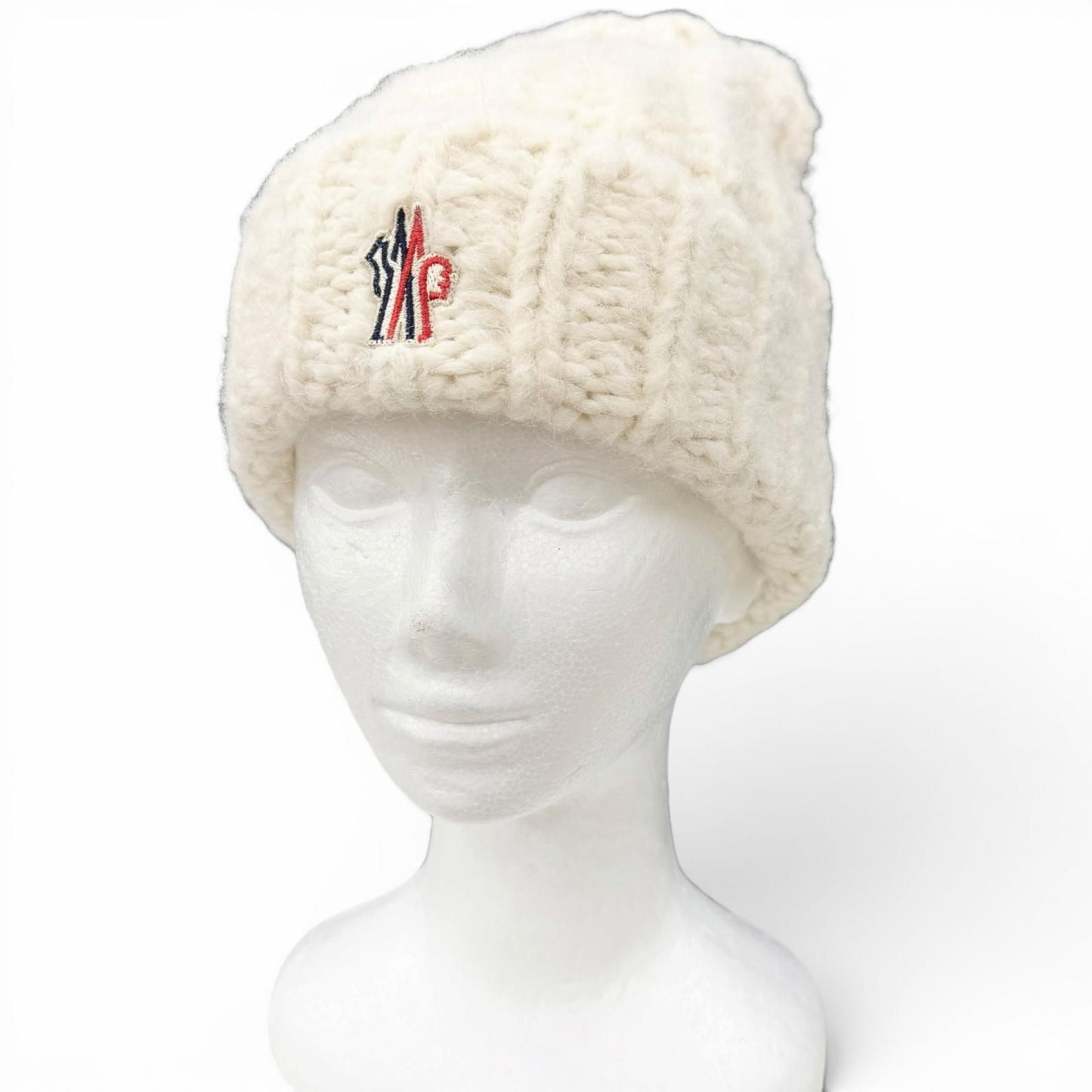 Moncler Grenoble Berretto Tricot Alpaca Blend Logo Patch Cable Knit Cap Beanie