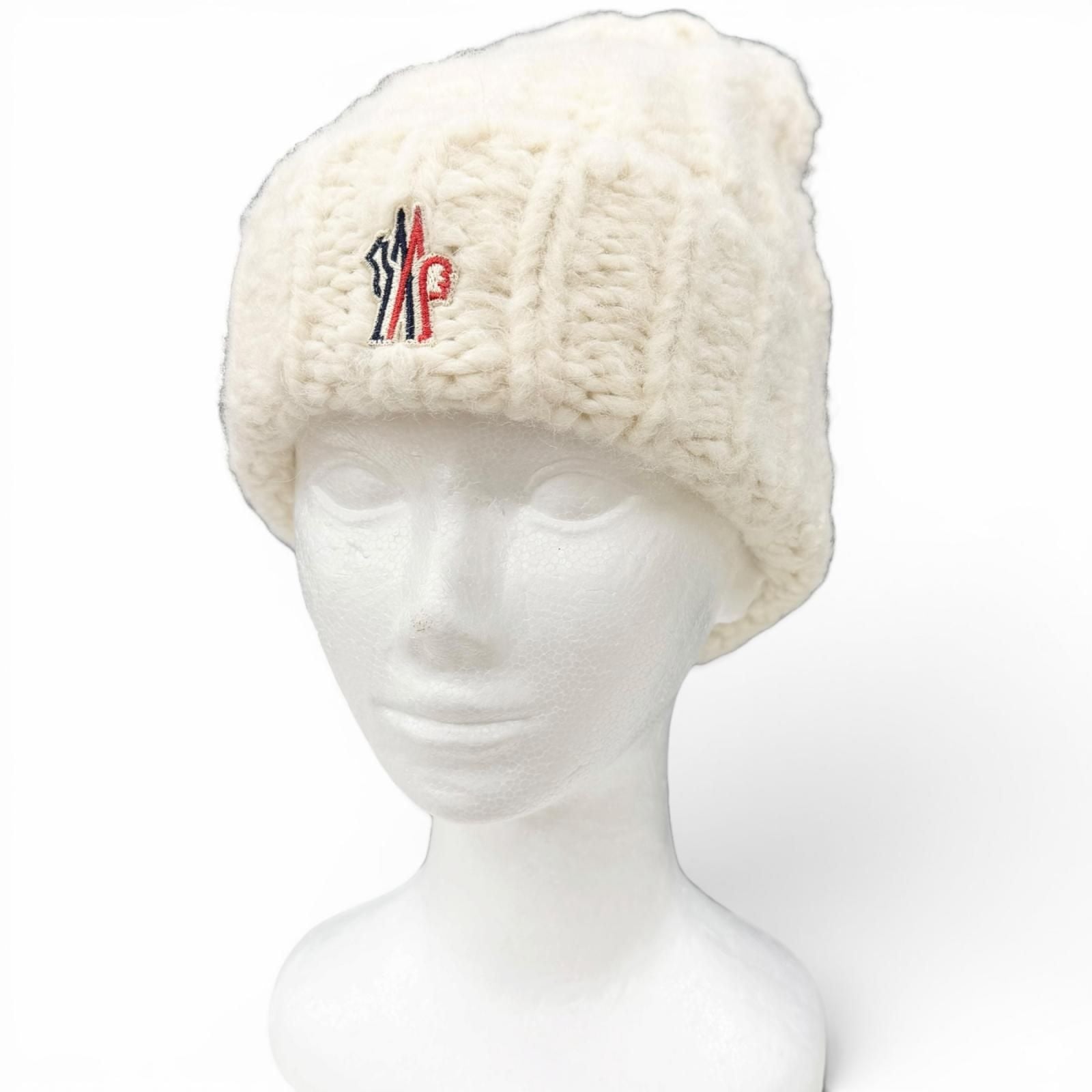 Moncler Grenoble Berretto Tricot Alpaca Blend Logo Patch Cable Knit Cap Beanie