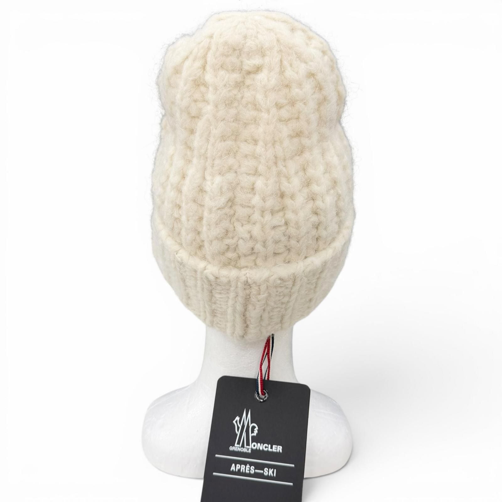 Moncler Grenoble Berretto Tricot Alpaca Blend Logo Patch Cable Knit Cap Beanie — view 4