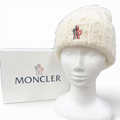 Moncler Grenoble Berretto Tricot Alpaca Blend Logo Patch Cable Knit Cap Beanie — view 2