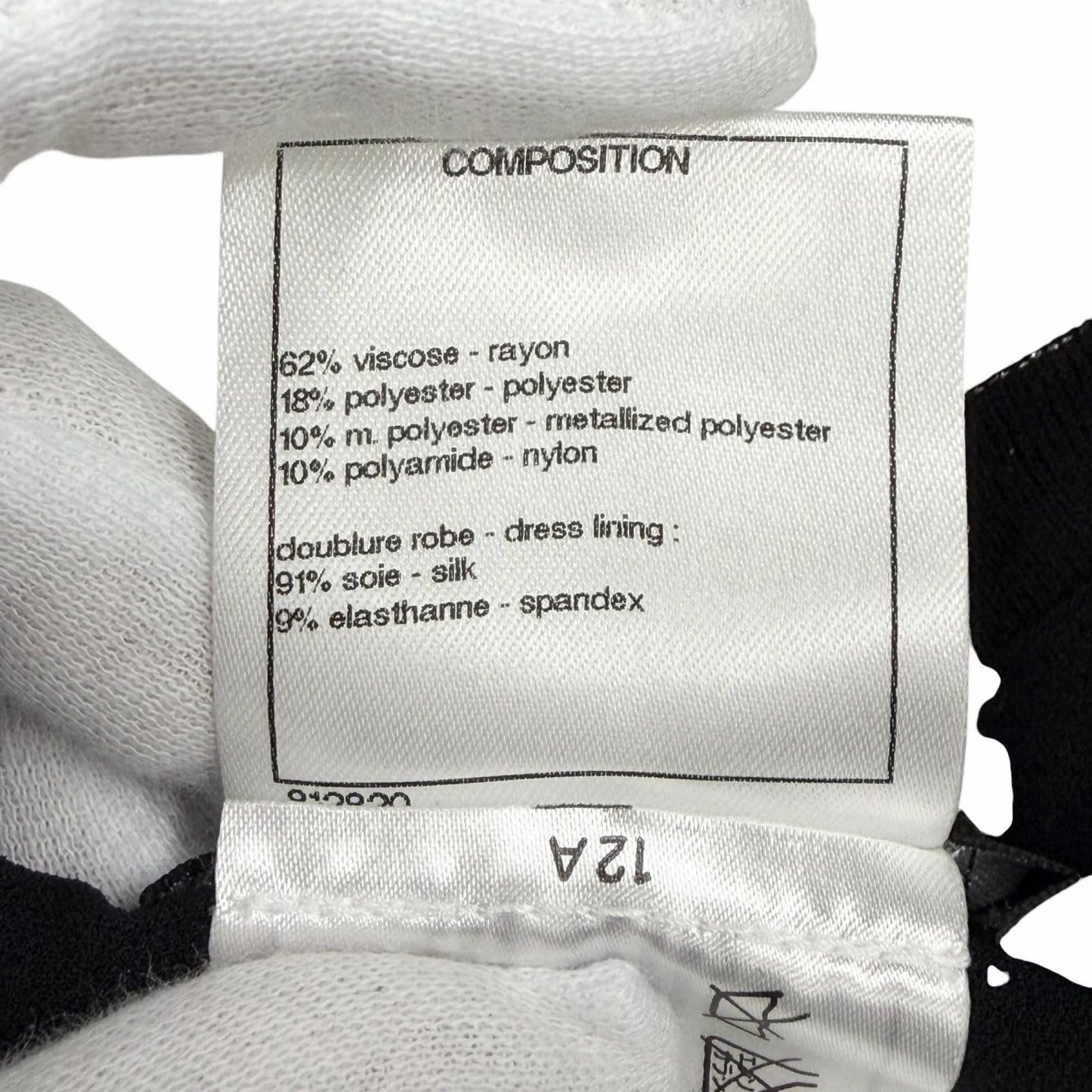 Chanel Coco Button Hem Pleated Crew Neck Long Sleeve Knit Dress Lame Silver 38 — view 7